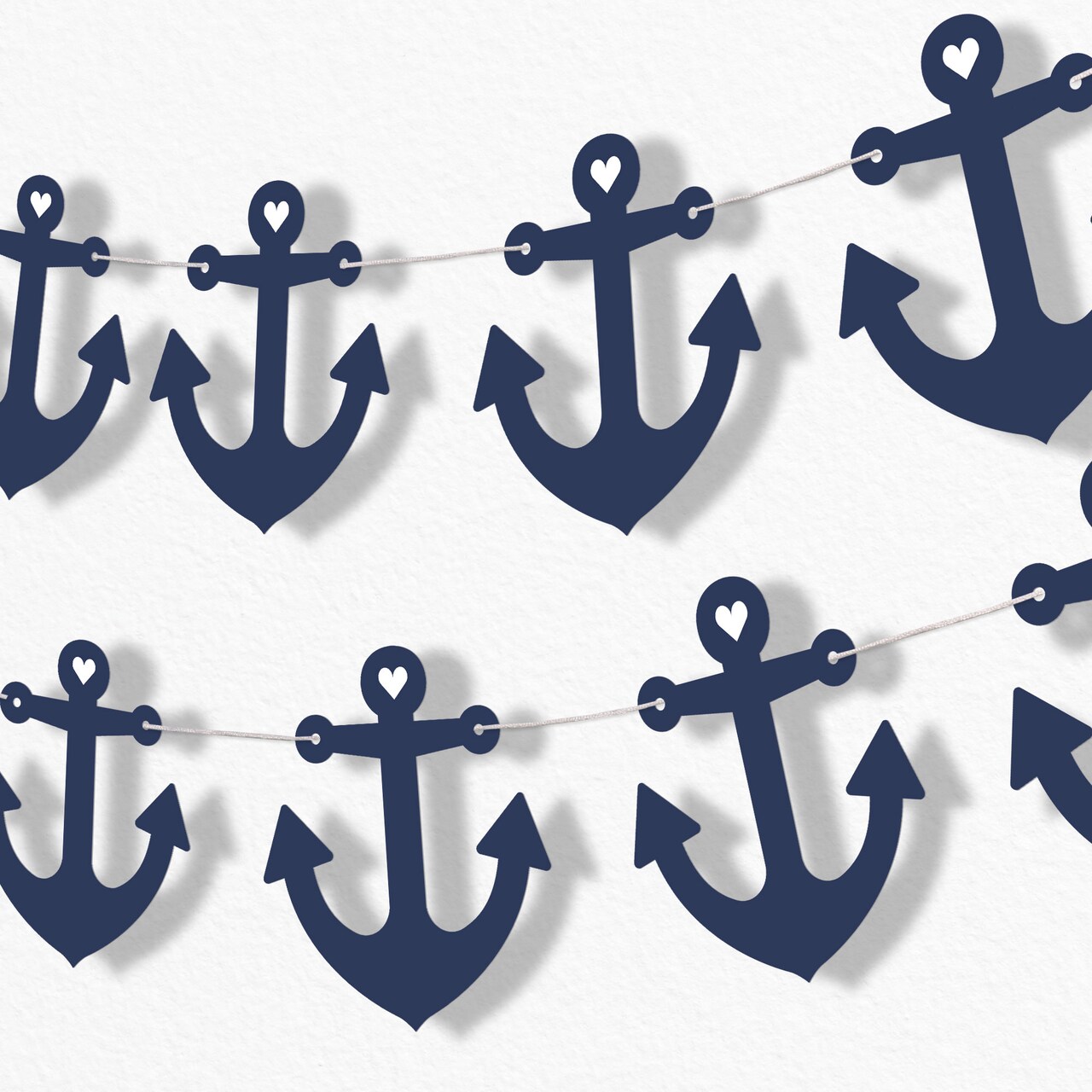 Big Dot of Happiness Let's Get Nauti Garland Banner, Beach Bridal and Nautical Bachelorette Backdrop, 30 Feet of Cord, 15 Double-Sided Navy Anchors